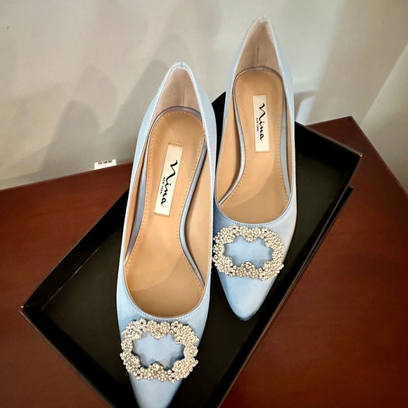 Nina Blue Heels with Crystal Embellishments - Picture 6 of 7
